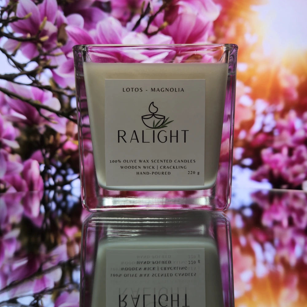 Ralight scented candle wood wick lotos magnolia